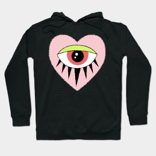 Evil Eye in Heart, Pastel Aesthetic and Neon Green, Pink, and Peach Hoodie